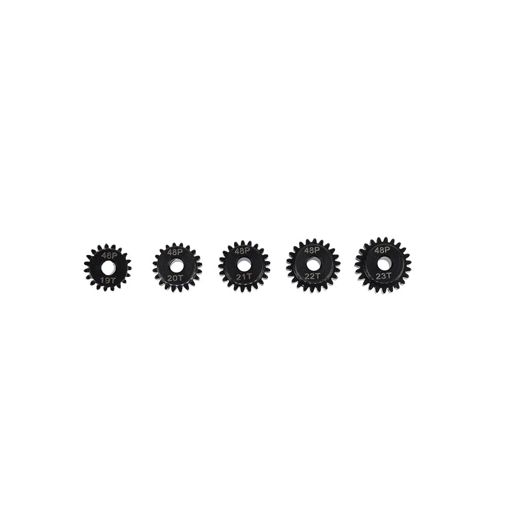 48P Hardened Steel Upgrade Pinion Gear Set: 19T 20T 21T 22T 23T fit 3.175mm (1/8-Inch) RC Motor Shaft (Work with Steel Spur Gear