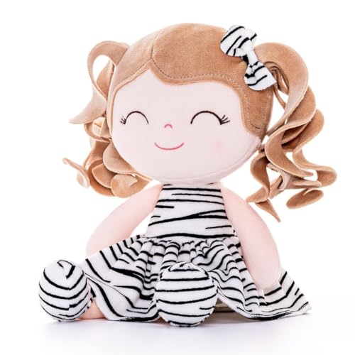Gloveleya Baby Dolls Soft Snuggly First Baby Girl Gifts Plush Doll with Light Skin & Zebra Dress 12inches Animal Series