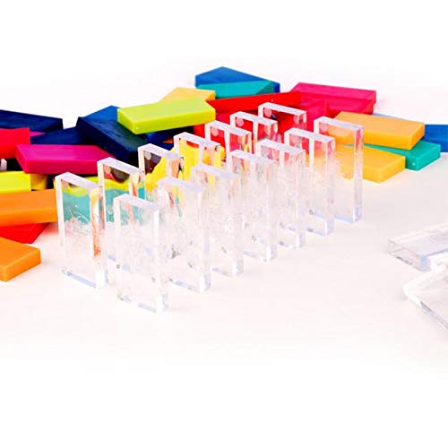Bulk Dominoes Plastic Bulk 100pcs - Building and Stacking and Chain Reaction Toppling STEAM Toy Blocks for Kids (Clear)