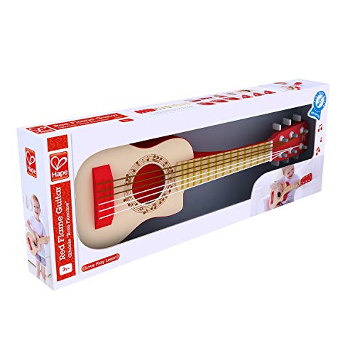 Hape Kid'S Flame First Musical Guitar| 26 Inch Musical Instrument With Vibrant Sound And Tunable Nylon Strings, Red