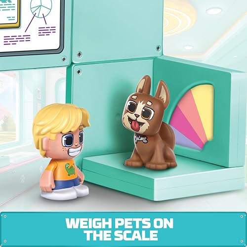 TILE TOWN Magnetic Tiles Pet Vet Playset + Figures, Multicolor Building Toy for Kids 3-6, Creative Action Play, Great Gift