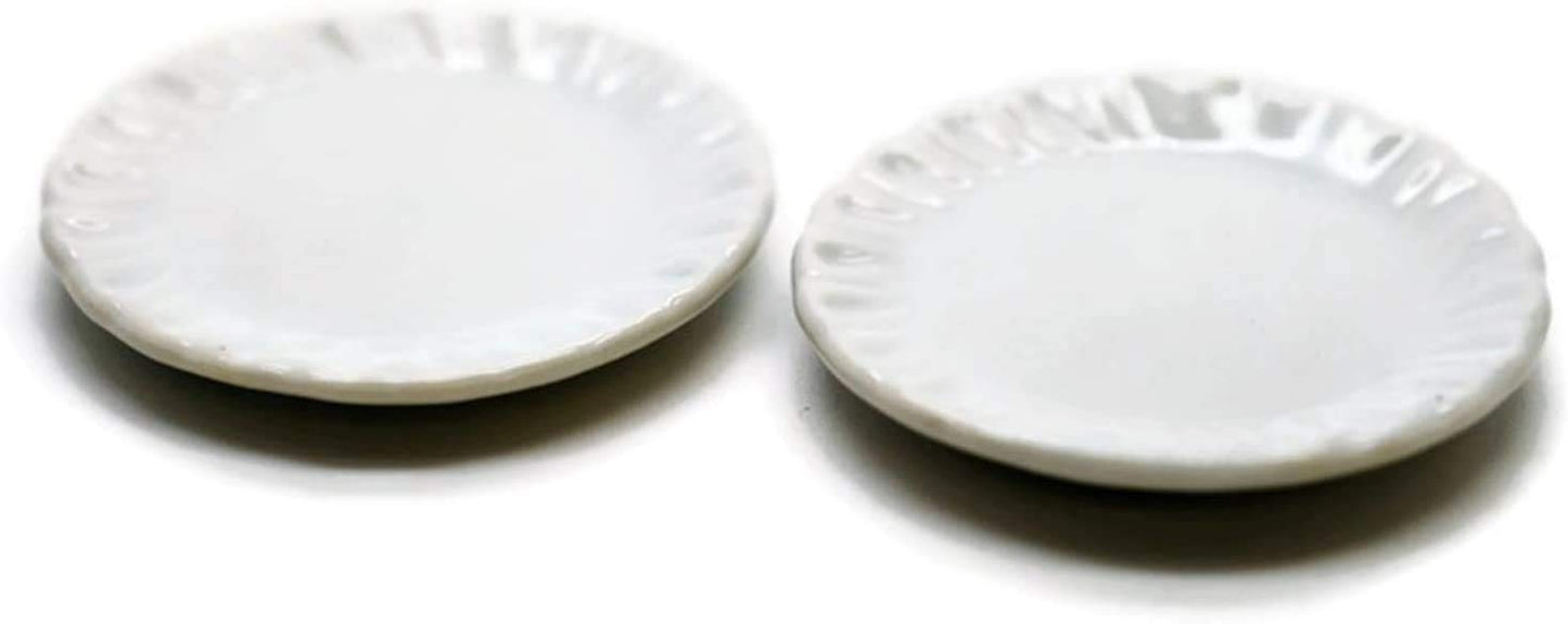 1shopforyou 10 x 30 mm.(3.ocm) White Scallop Plate Dish Dollhouse Miniature