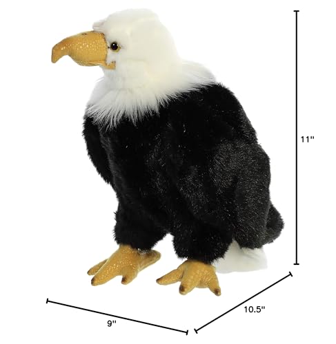 Aurora® Regal Eagle Stuffed Animal - Black/White Polyester - 10.5 Inches - Comforting Companion for Imaginative Play