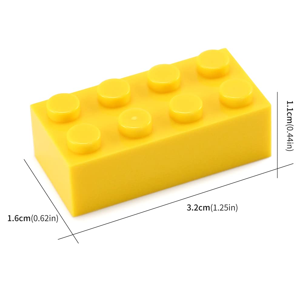 100Pcs 2X4 Bricks Yellow Building Blocks Creative Play Set Classic Basic Pieces Parts Toy Accessories Combine With 3001 Major Brick Brands