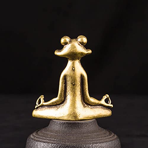 Acxico 1Pcs Solid Brass Frog Figurine Small Frog Statue House Ornament Animal Figurines