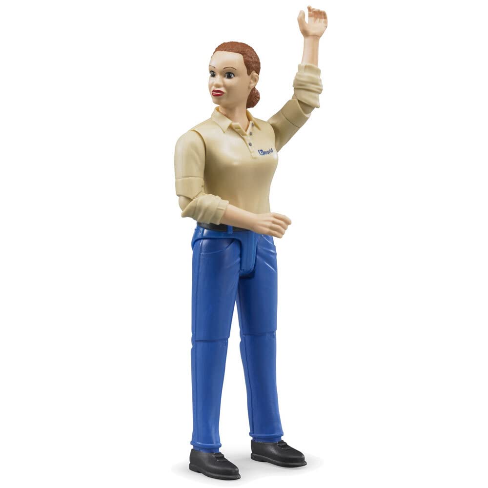 Bruder Toys - Bworld Woman Action Figure Light Skintoned And Blue Jeans With Grasping Hands And Moveable Limbs And Head - Ages 4+