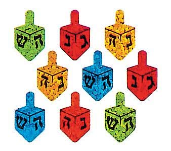 Jillson & Roberts Prismatic Stickers Bulk Roll, Hanukkah Dreidels (100 Repeats)