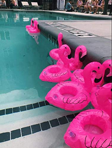 Supoice Inflatable Flamingo Drink Holder 12 Pack - 18x16x16.5cm PVC Coasters for Pool Party, Beverage Cans & Cups, Fun Design