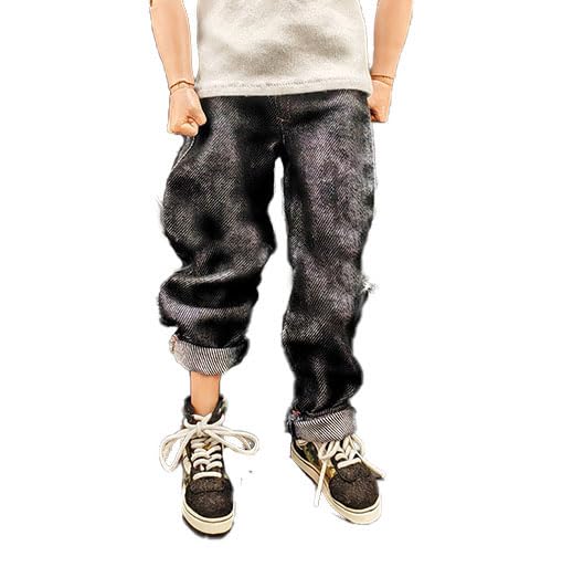 Meetoget 1/6 Scale Male Figure Doll Denim Black Jeans Pants Clothes For 12 Inch Action Figure Pm104Us,Black