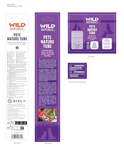Wild Republic Pets Figurines Tube, Turtle, Guinea Pig, Snake, Hamster, Hermit Crab, Yellow Lab, Ferret, Iguana, Rabbit, Parakeet, Gold Fish, Grey Cat (20821)