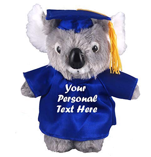 Plushland Plush Stuffed Animal Toys 12 Inches Present Gifts for Graduation Day Personalized Text Name or Your School Logo on Gown Best for Any Grad School Kids (New Graduation Koala Blue Gown)