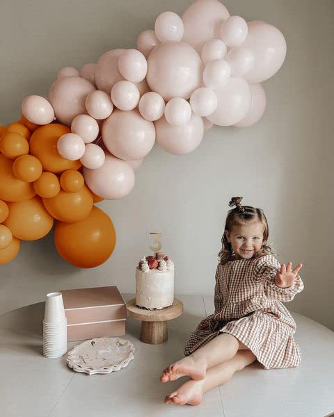 Boho Balloon Garland Arch Kit - Small Diy Orange Balloons Garland, Neutral Balloon For Birthday Baby Shower Decoration