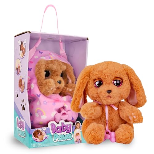 Imc Toys Baby Paws - Cocker Spaniel Puppy With Carrier | Soft And Cuddly Toy Puppy That Make 5 Adorable Sounds For Kids, Ages 4+