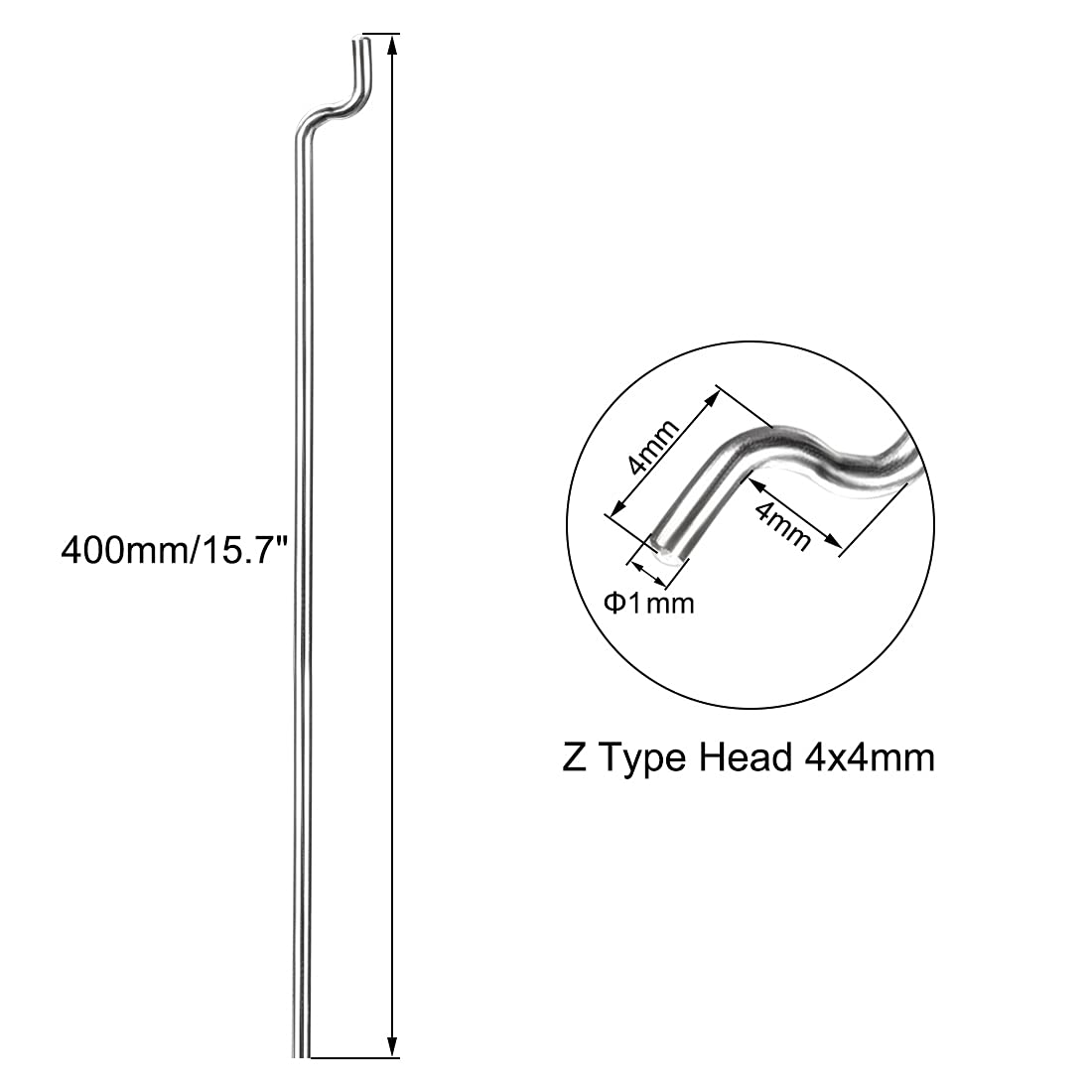 Uxcell 1Mm X 400Mm (15.7 Inch) Steel Z Pull/Push Rods Parts For Rc Airplane Plane Boat Replacement (Pack Of 10)