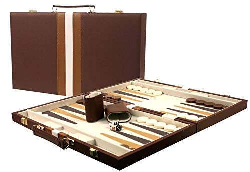 Da Vinci 16 Inch Leatherette Backgammon Set - Brown