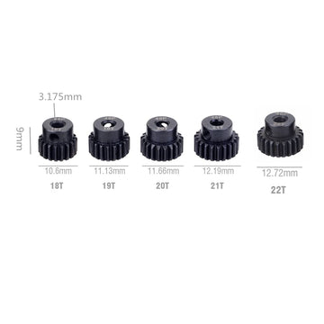 Kingval Replacement 5Pcs 48Dp 3.175Mm 18T 19T 20T 21T 22T Steel Pinion Motor Gear Compatible With 1/10 Rc Car Brushed Brushless