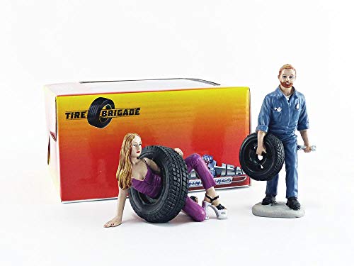Val And Gary Tire Brigade 2 Piece Figurine Set 1/18 By Motorhead Miniatures 769