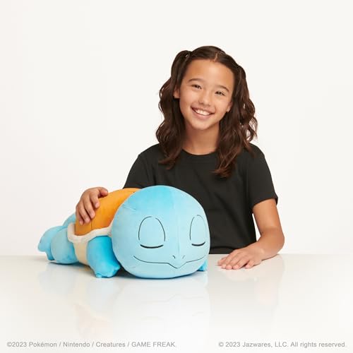Pokemon Squirtle Sleeping Plush - 18-Inch Premium Polyester Toy - Blue Model PKW4320