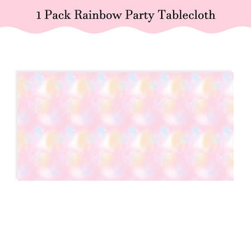 Agltp Pastel Rainbow Tablecloth, Plactic Pastel Table Cloths For Parties Disposable, Rectangle Pink Rainbow Table Cloths For Par