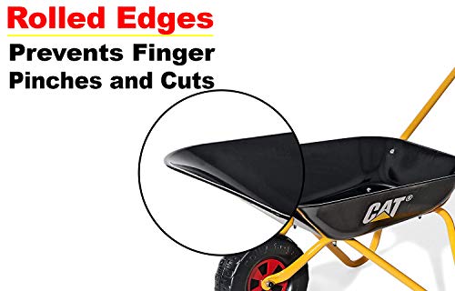 Rolly Cat Kids Wheelbarrow Ride On - Rust-Resistant Seamless Steel Tub With Rubber Hand Grips
