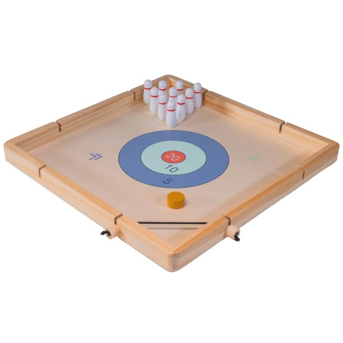 Neato Time To Play 8-In-1 Wooden Board Game Set - Chess, Checkers, Backgammon, Bowling, Sling Puck, Snakes And Ladders, Racing -