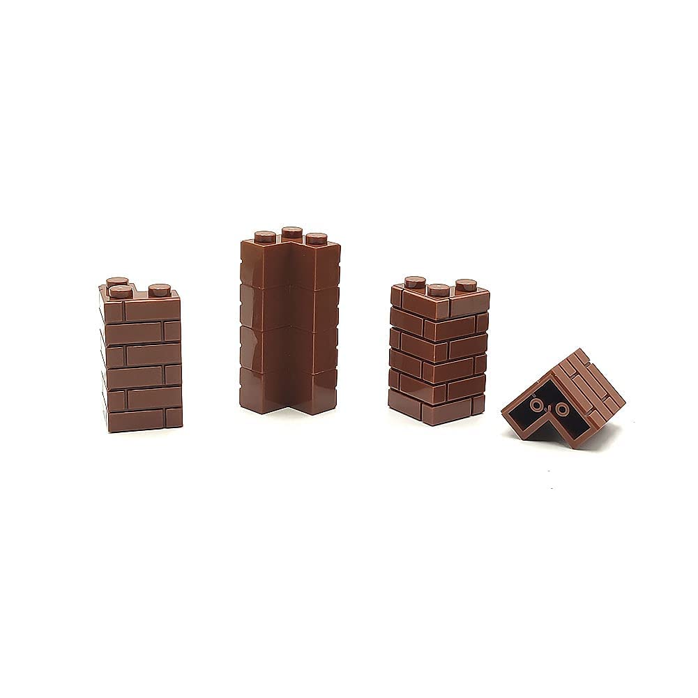 Dspitwod 192Pcs Masonry Walls Brown Building Bricks Loot Pieces Accessories Brick Bazaar Compatible Classic Creative Toy(Brown)