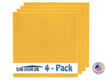 Slabdreamlab 12'X12' Baseplate For All Major Building Bricks And Blocks (Yellow, 4-Pack)