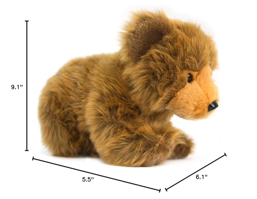 TigerHart Plush Brown Grizzly Bear Stuffed Animal - 9 Inch Realistic Toy, White