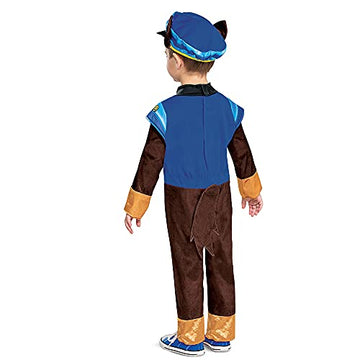 Chase Costume Hat And Jumpsuit For Boys, Paw Patrol Movie Character Outfit With Badge, Classic Toddler Size Small (2T)