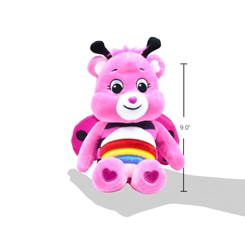 Care Bears Fun-Size Plush Ladybug Cheer Bear, 9" Pink, Super Soft Polyester Stuffed Animal, Perfect Gift for Ages 4+