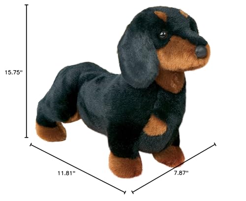 Douglas Black & Tan Dachshund Plush Stuffed Animal, 14" Long, Polyester Fill, Model 2002