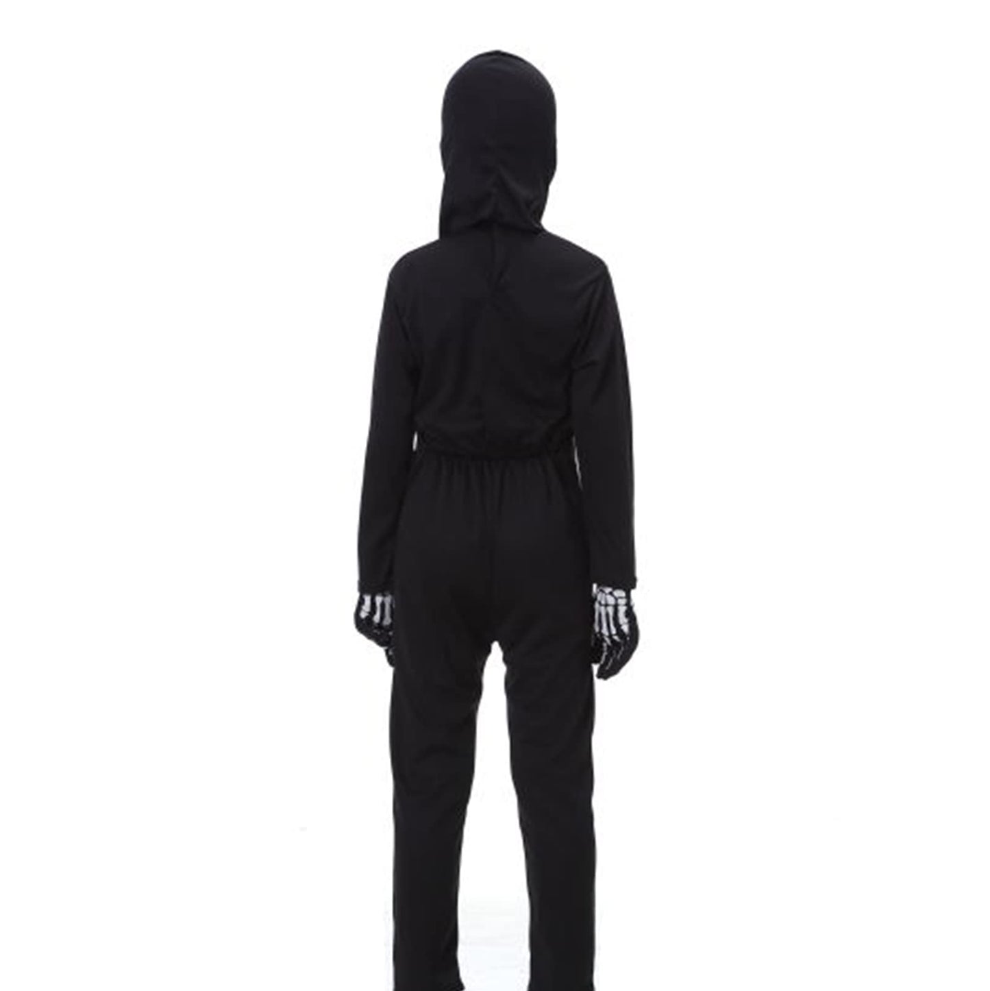 Yolsun Skeleton Costume For Kids Glow In The Dark Bone Skull Outfit For Halloween (Medium, Black)