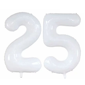 Goer Number 25 Balloons For 25Th Birthday Party Decorations,42 Inch Jumbo Foil Helium 52 Balloons For 52Nd Birthday Party Decoration (White)