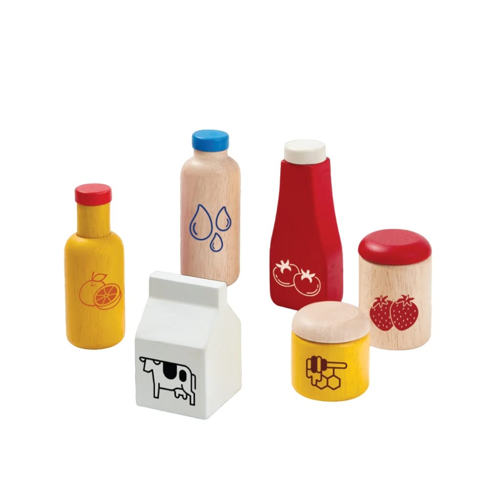 Plantoys Wooden Food And Beverage Kitchen Playset (3432) | Sustainably Made From Rubberwood And Non-Toxic Paints And Dyes