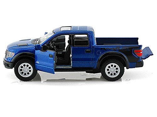 KiNSMART 1:46 Scale Die Cast Metal Model Truck - 2013 Ford F-150 SVT Raptor Supercrew, Blue, Model KM05365D-BL