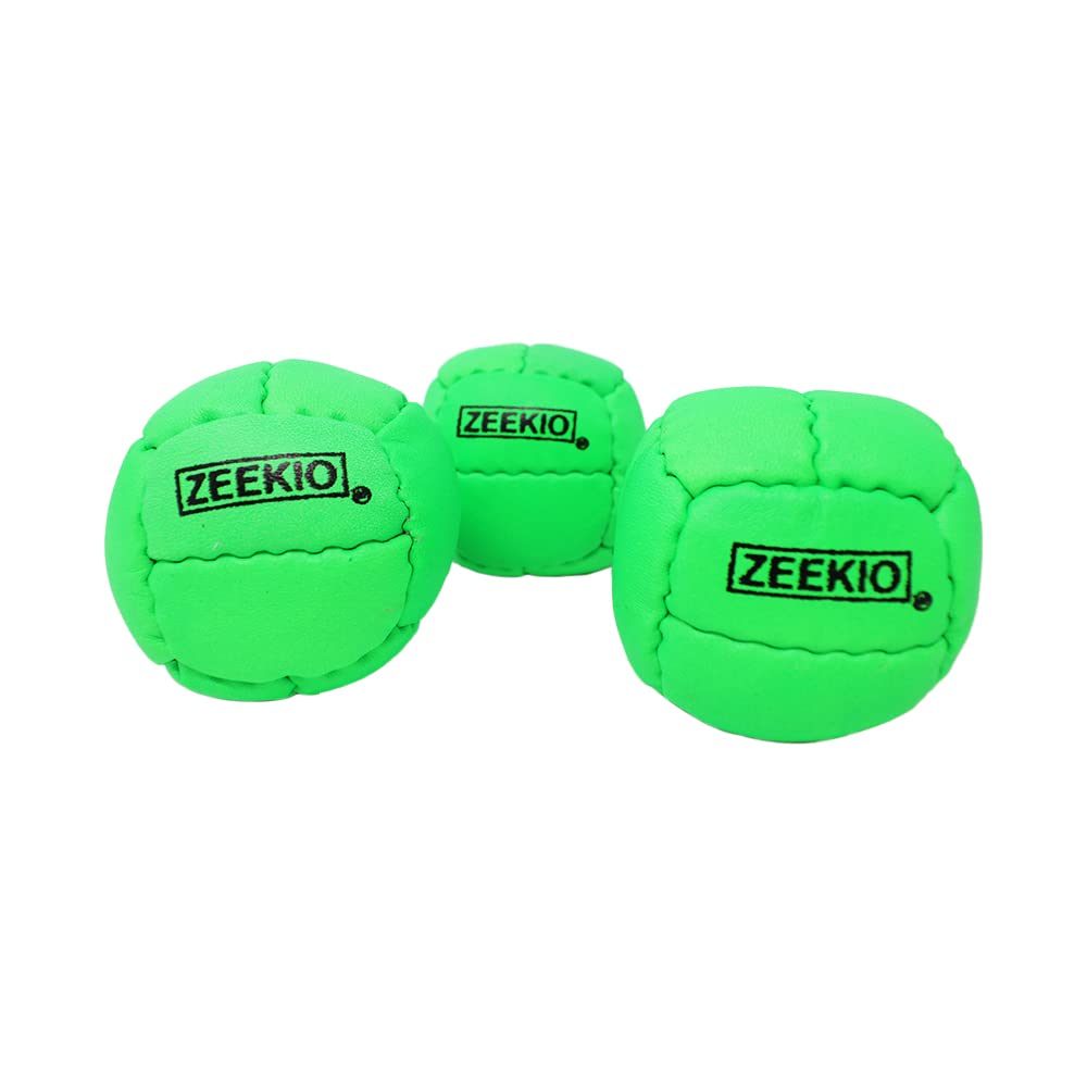 Zeekio Galaxy Juggling Balls - enhanced 12 Panel Genuine Leather Balls - 130g - 67mm - Pack of 3 (Neon Green)