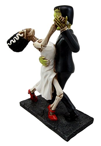 Atlantic Collectibles Day Of The Dead Wedding Foxtrot Dance Skeleton Frankenstein Skull Bride And Groom Couple Figurine