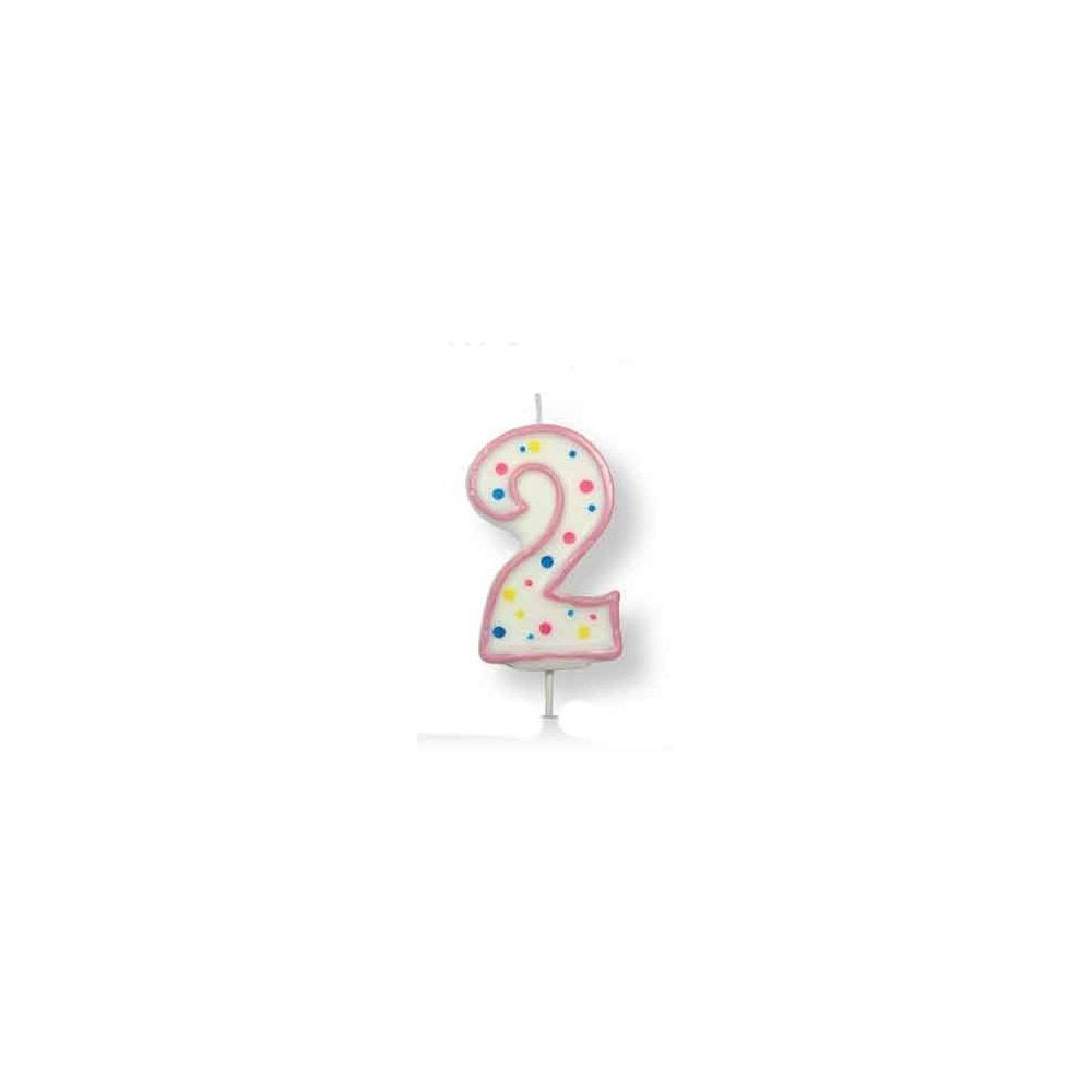 PME Pink Number 2 Candle - 2.5 inch Wax Birthday Candle in Pink