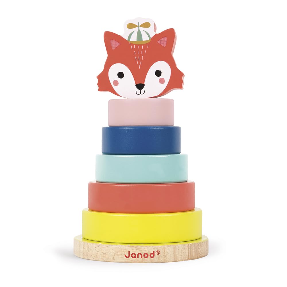 Janod Baby Forest Fox Wood Stacker - Ages 1+ - J08014