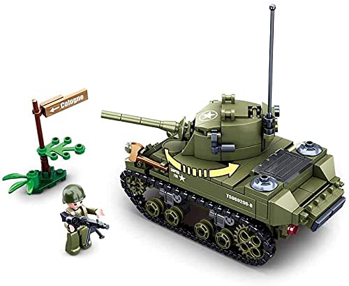 Sluban WWII M38-B0856 Light Tank Model, Medium Size, Plastic, Multi-Color