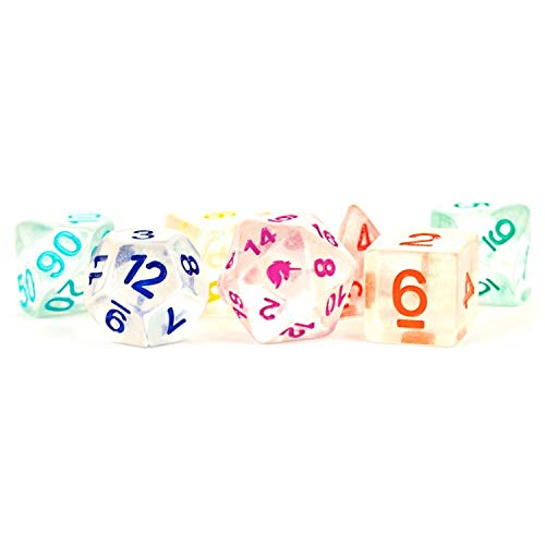 Metallic Dice games LIc716 Unicorn-Rainbow Ice Dice - 7 Piece