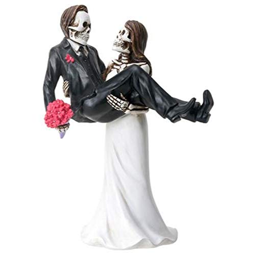 Ytc Bride Carrying Groom Skeleton Face Wedding Couple Statue Figurine