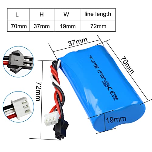 KBT RC Car Lithium Battery: 7.4V 1500mAh Rechargeable Li-ion Battery, 15C High Drain Discharge Batteries for RC Cars, Boat Spare