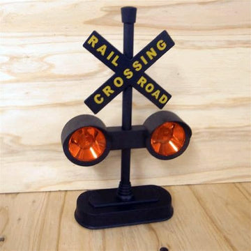 Hayes Railroad Train Track Crossing Sign with Flashing Lights & Sounds, Medium, Plastic, Model 102851, As Shown
