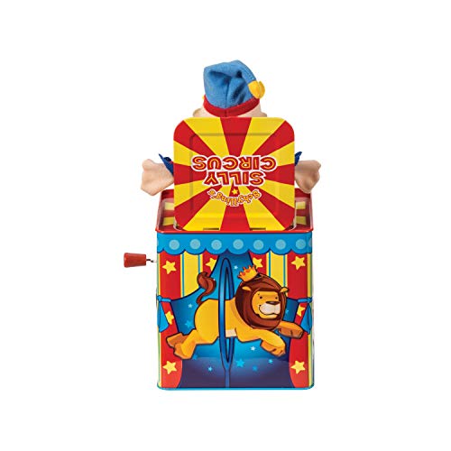 Schylling Silly Circus Jack In The Box - Classic Children'S Musical Toy - Colorful Embossed Tin Box And Friendly Plush - Age 18 Months And Up