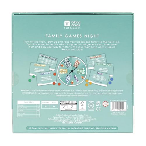 Talking Tables Christmas Family Games Night, Six Games, After Dinner Party, Fun Travel Pocket Games For Kids, Card Games For Adults, Present, Family Board Game, Gift, Secret Santa, Age 9+