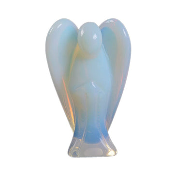 Justinstones Carved Moonstone Opalite Gemstone Peace Angel Pocket Guardian Angel Healing Statue 2 Inch