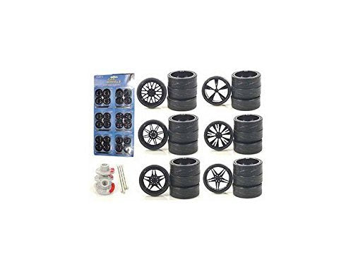 Ymctoys 1:18 Scale Model Car Black Spokes Rims Replacement 6Set