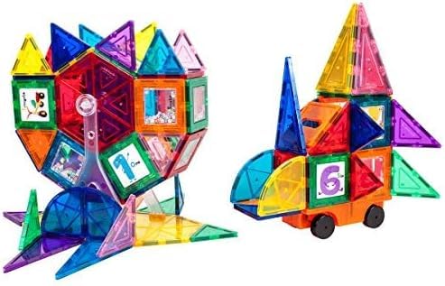 Picassotiles 120Pc Master Builder Magnetic Building Block Construction Set Toy Blocks With Ferris Wheel, Castle Click-In, 28 Edu