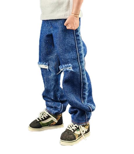 Meetoget 1/6 Scale Male Figure Doll Denim Ripped Jeans Pants Clothes For 12 Inch Action Figure Pm104Us,Ripped Blue